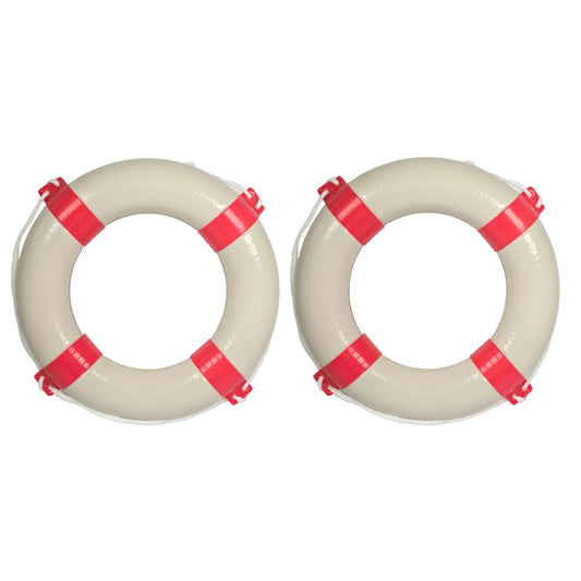 2er Set Rettungsring rot/weiß mit Sicherheitsleine 57cm Durchmesser – Robust und Zuverlässig