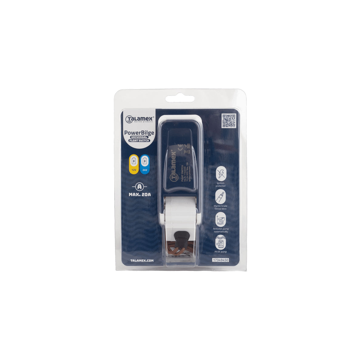 Talamex PowerBilge Schwimmerschalter – automatische Steuerung für Bilgenpumpen Geeignet für 12V, 24V und 32V Pumpen